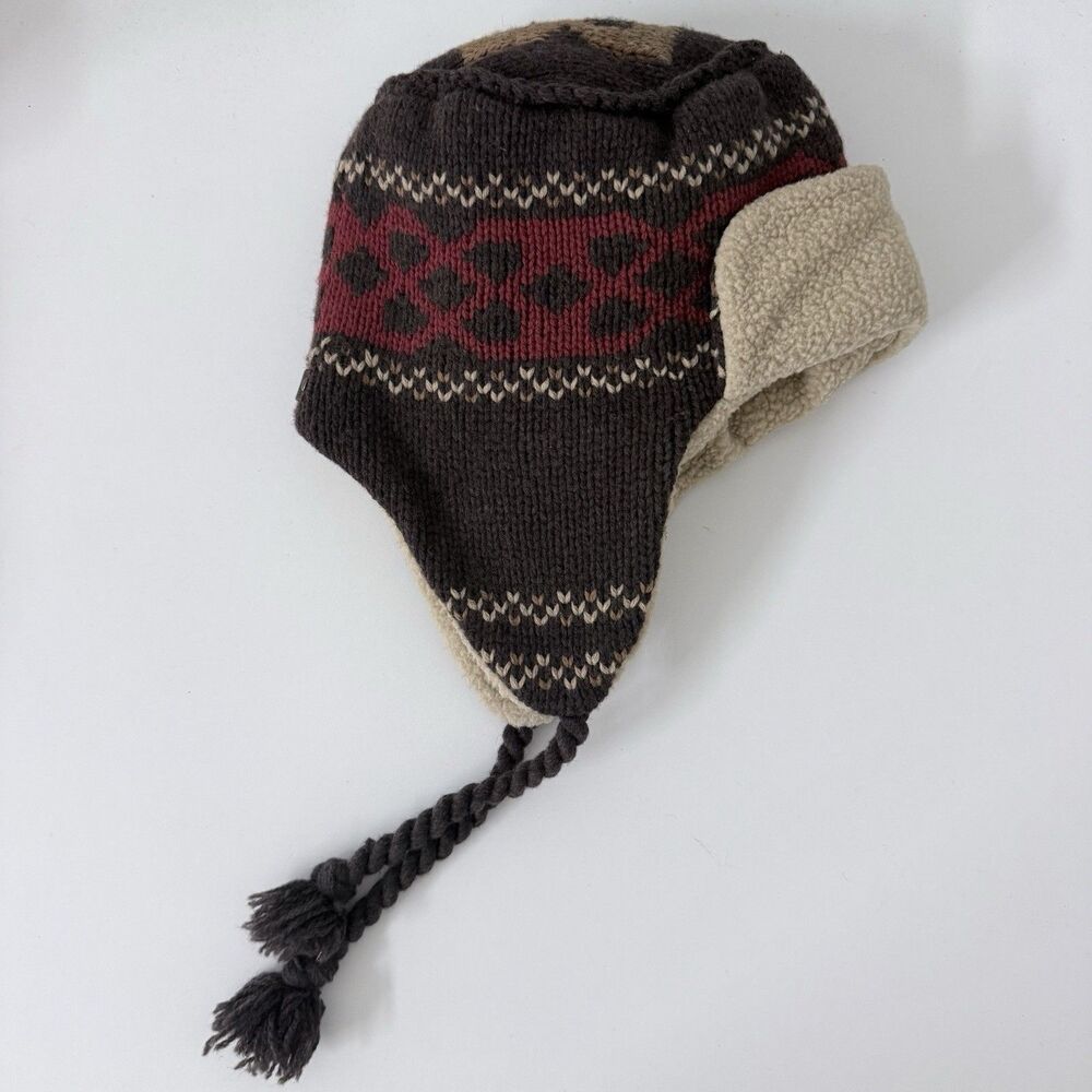 REI Wool Blend Nordic Trapper Hat Sherpa Lined Earflap Beanie Gorpcore Fair Isle - Picture 12 of 16